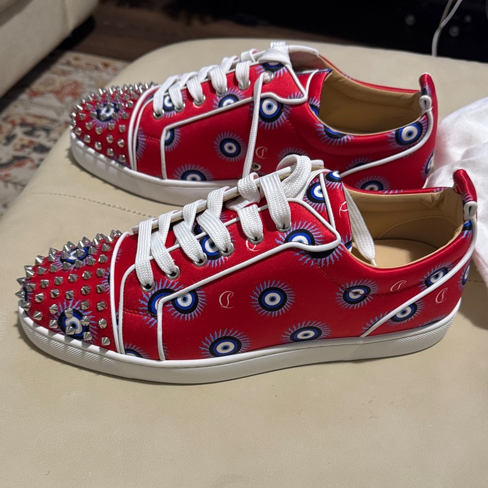 Christian Louboutin Red Spiked Sneakers